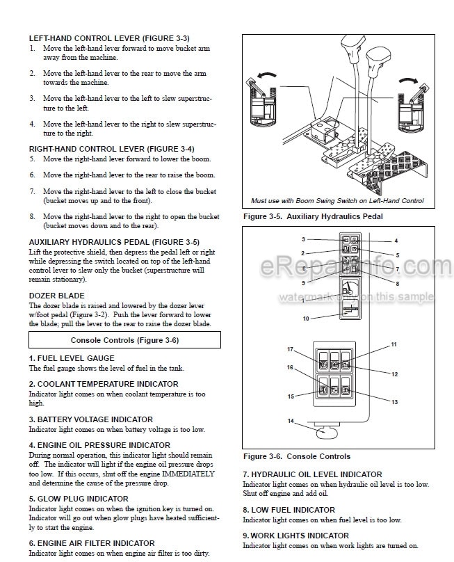 Photo 3 - Gehl GE502 GE602 Operators Manual Crawler Excavator