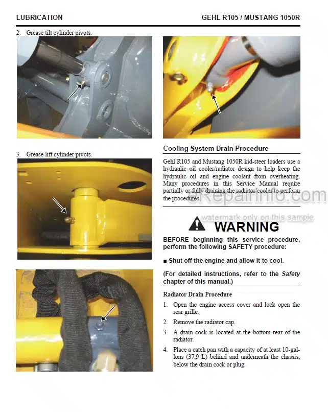 Photo 5 - Gehl R105 Mustang 1050R Service Manual Skid Steer Loader