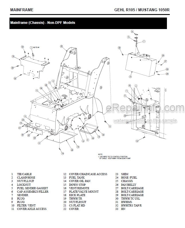 Photo 5 - Gehl R105 Mustang 1050R Service Manual Skid Steer Loader