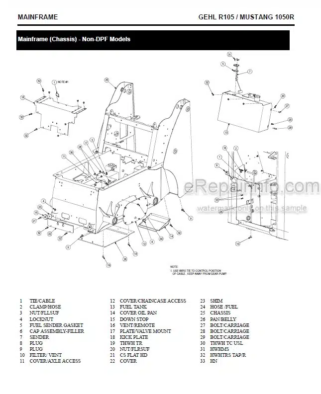 Photo 5 - Gehl R105 Mustang 1050R Service Manual Skid Steer Loader