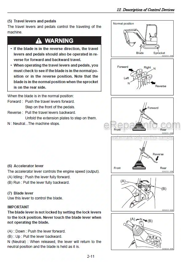 Photo 6 - Gehl Z27 Z35 Operators Manual Compact Excavator