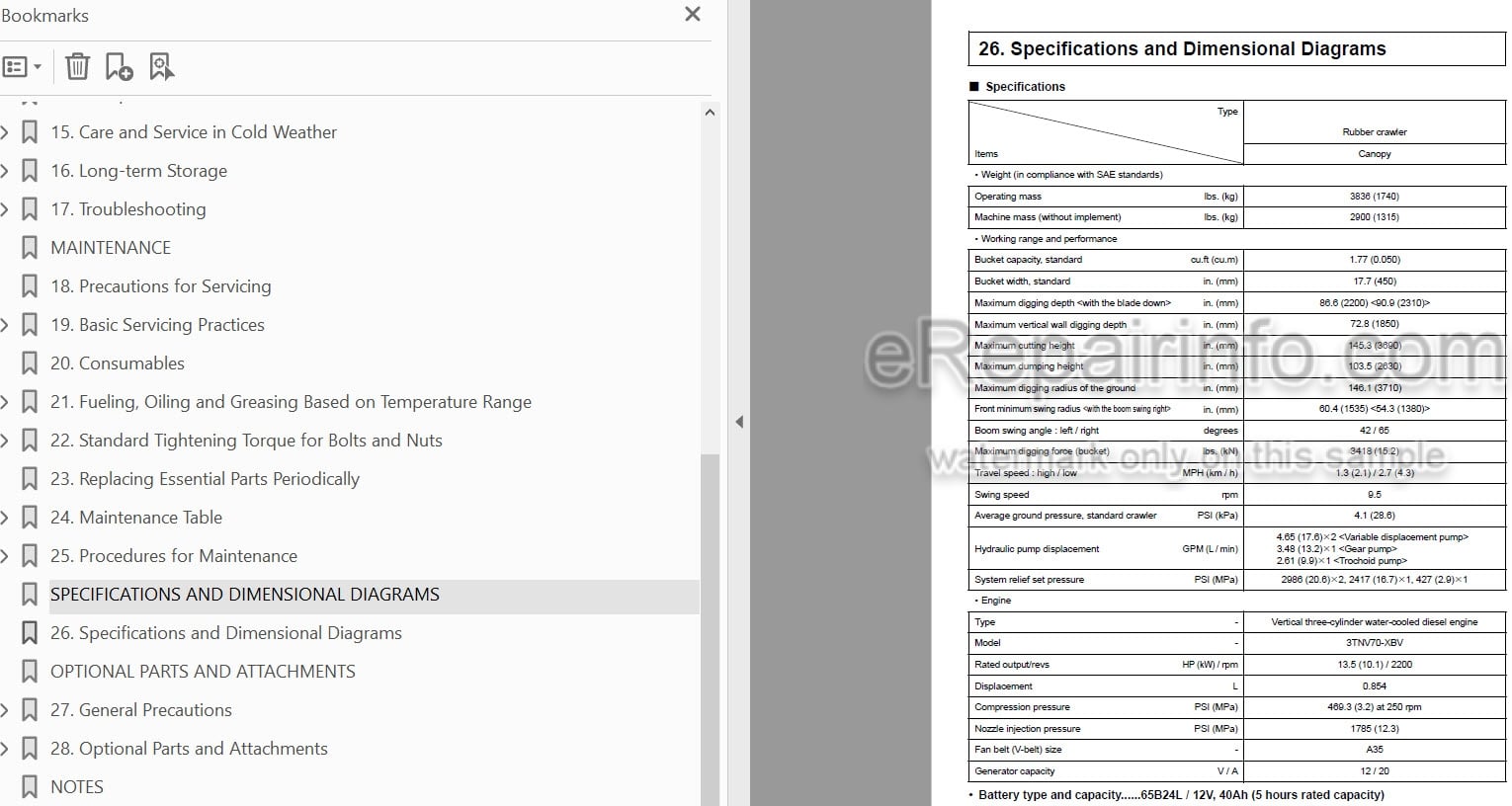 Photo 5 - Gehl Z17 Operators Manual Compact Excavator