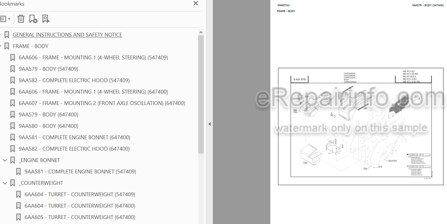 Photo 3 - Manitou 160ATJ 180ATJ E3 RC Parts Catalog Access Platform