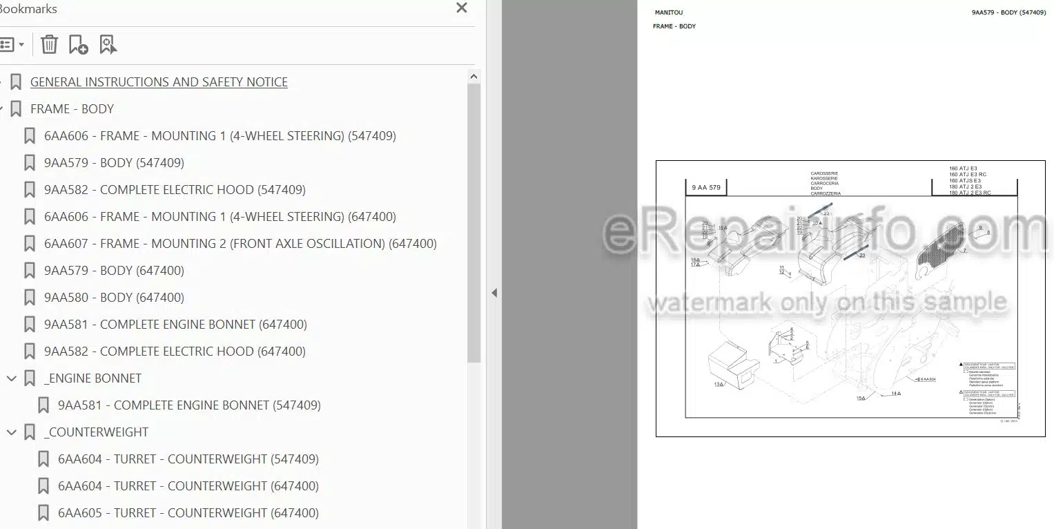 Photo 3 - Manitou 160ATJ 180ATJ E3 RC Parts Catalog Access Platform