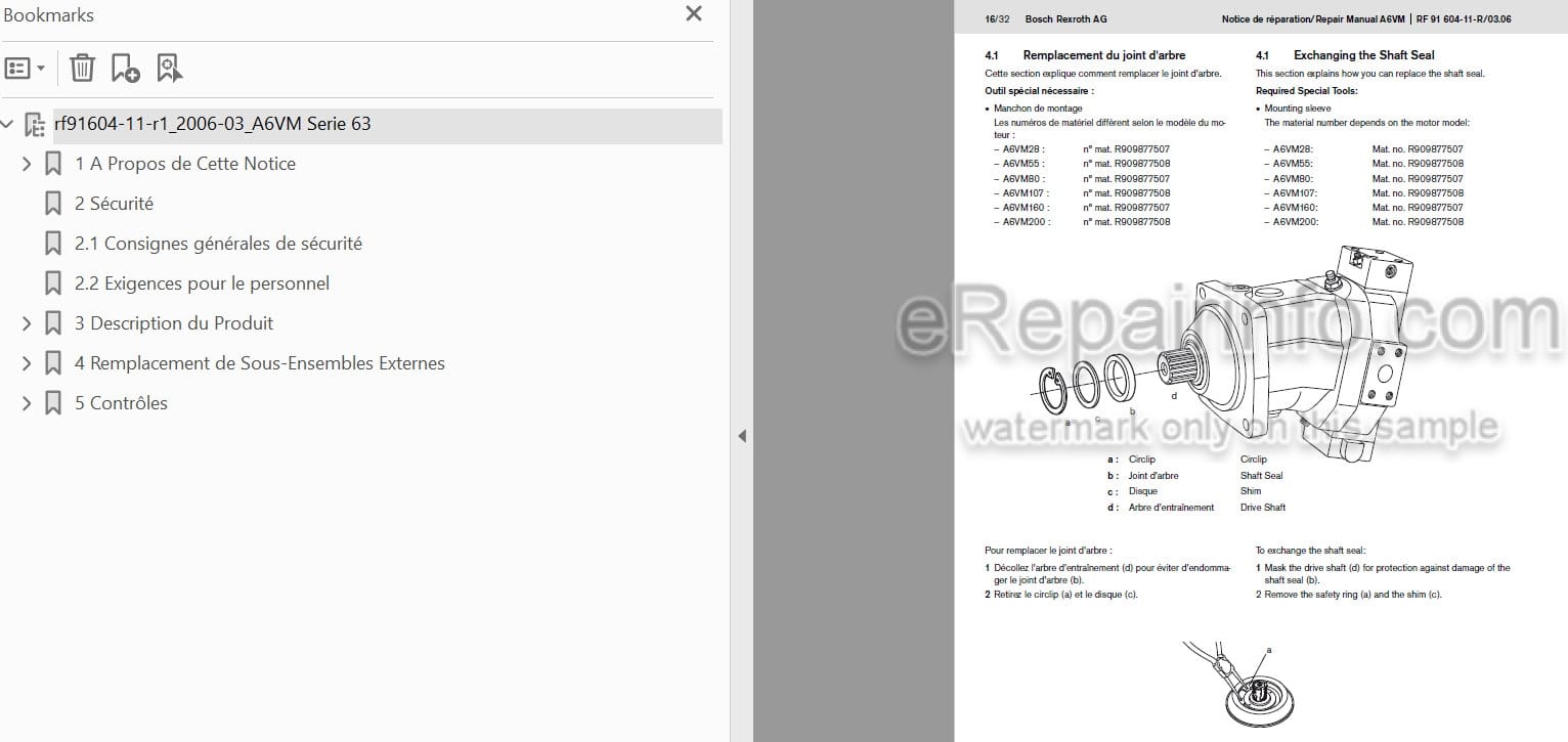 Photo 3 - Manitou Bosch Rexroth A6VM28-200 Serie 63 Repair Manual Axial Piston Variable Displacement Motor