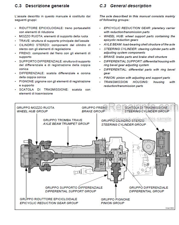 Photo 4 - Manitou Carraro Type 26.20M TB172 Repair Manual Axle