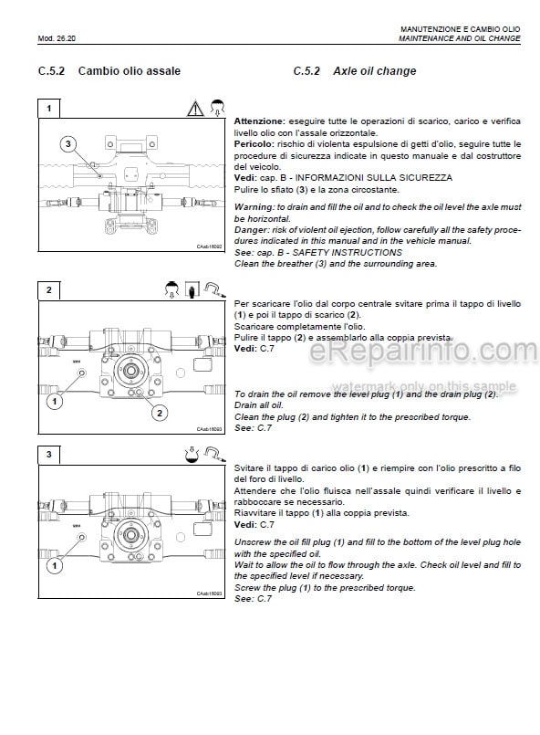Photo 3 - Manitou Carraro Type 26.20 Repair Manual Axle