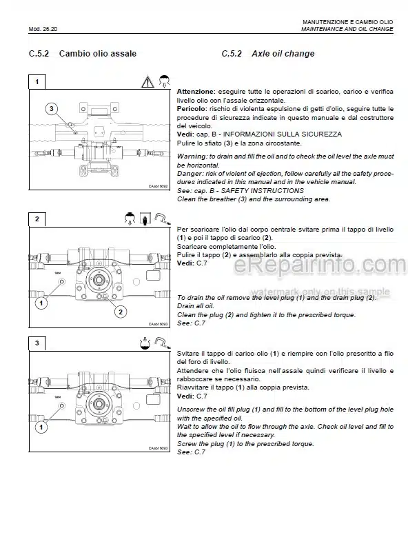 Photo 3 - Manitou Carraro Type 26.20 Repair Manual Axle