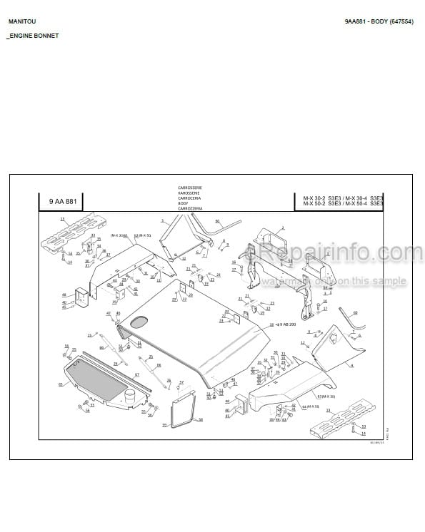 Photo 1 - Manitou M-X30-2 M-X30-4 M-X50-2 M-X50-4 M-X70-2 S3E3 Parts Catalog Forklift