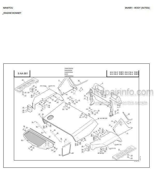 Photo 3 - Manitou M-X30-2 M-X30-4 M-X50-2 M-X50-4 M-X70-2 S3E3 Parts Catalog Forklift