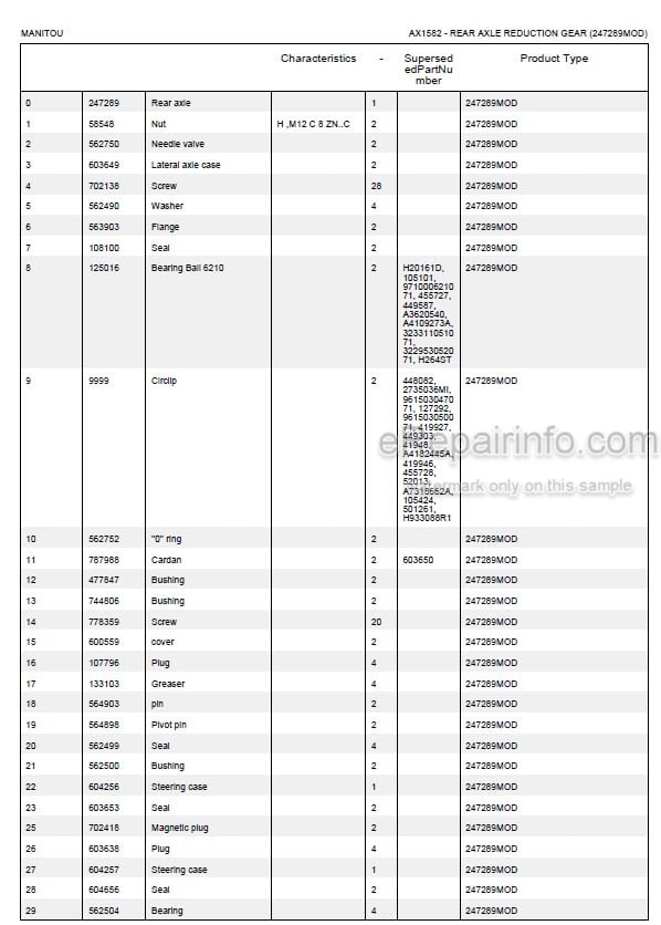 Photo 4 - Manitou M-X30-2 M-X30-4 M-X50-2 M-X50-4 M-X70-2 S3E3 Parts Catalog Forklift