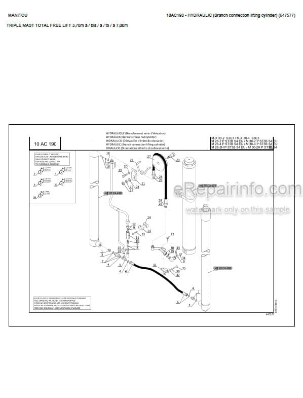 Photo 5 - Manitou M-X30-4 M30-2H M-X30-2 M30-2 M26-4P M26-2H M26-2P M30-4P ST3B S4 EU Parts Catalog Forklift Mast