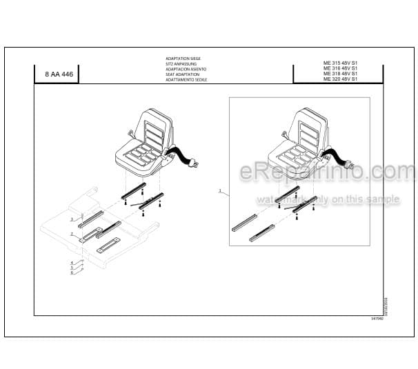 Photo 4 - Manitou ME315 ME316 ME318 ME320 48V S1 Parts Catalog Forklift