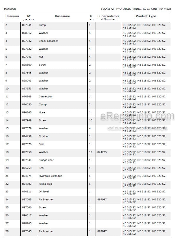 Photo 5 - Manitou ME315 ME316 ME318 ME320 Serie 2 Parts Catalog Forklift