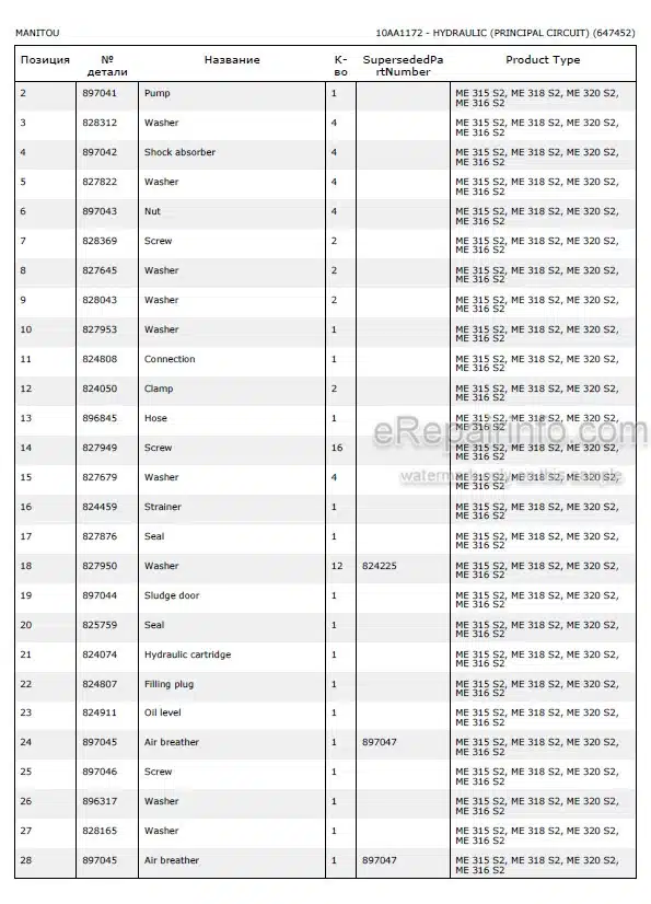 Photo 5 - Manitou ME315 ME316 ME318 ME320 Serie 2 Parts Catalog Forklift