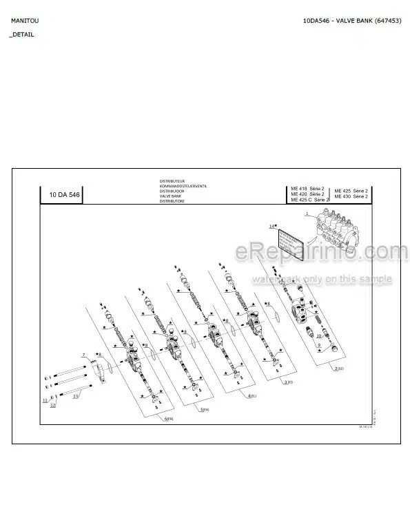 Photo 3 - Manitou ME418 ME420 ME425C ME425 ME430 Serie 2 Parts Catalog Forklift