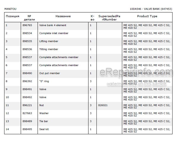 Photo 5 - Manitou ME418 ME420 ME425C ME425 ME430 Serie 2 Parts Catalog Forklift