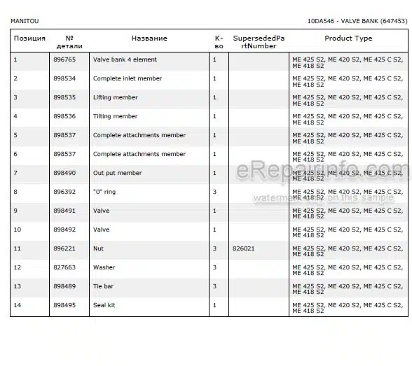 Photo 5 - Manitou ME418 ME420 ME425C ME425 ME430 Serie 2 Parts Catalog Forklift