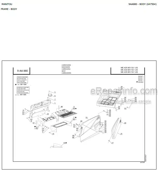 Photo 3 - Manitou ME425 ME430 ME435 80V S3 US Parts Catalog Forklift