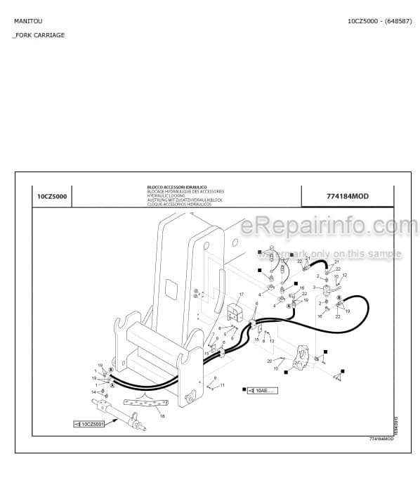 Photo 4 - Manitou MHT-X860L MHT860L E3 S2 Parts Catalog Telescopic Handler