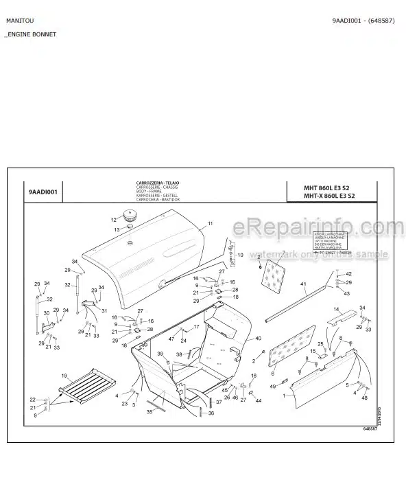 Photo 4 - Manitou MHT-X860L MHT860L E3 S2 Parts Catalog Telescopic Handler