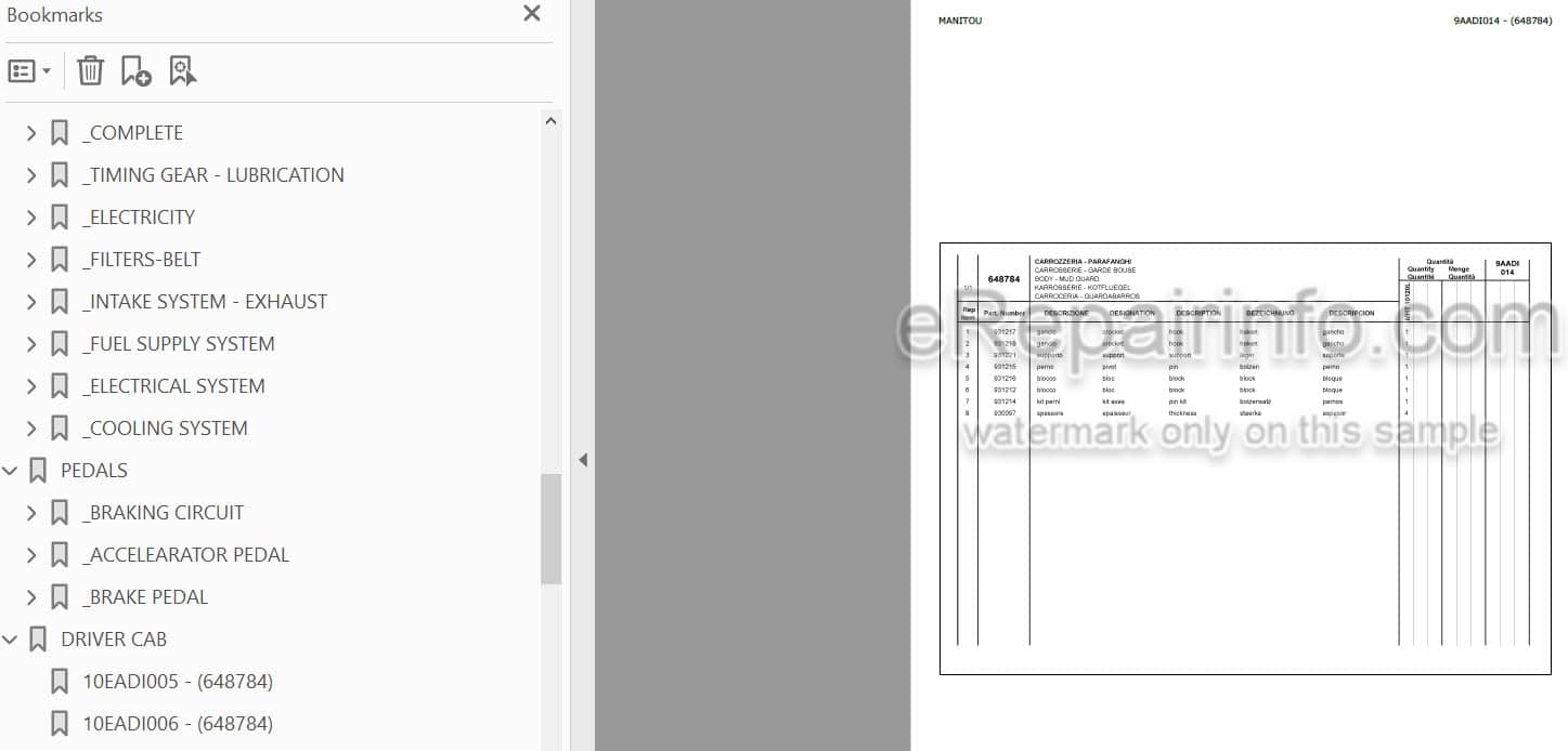 Photo 3 - Manitou MHT10120L Parts Catalog Telescopic Handler