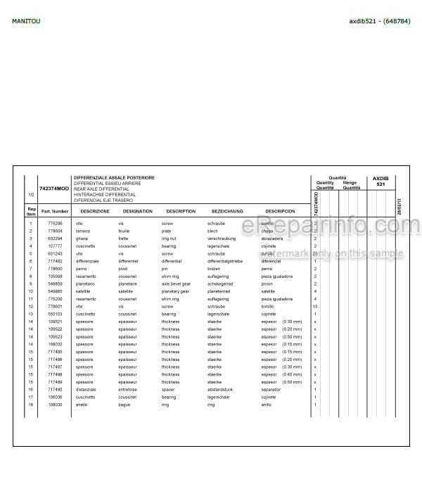 Photo 5 - Manitou MHT10120L Parts Catalog Telescopic Handler