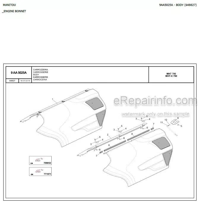 Photo 3 - Manitou MHT790 MHT-X790 Parts Catalog Telescopic Handler