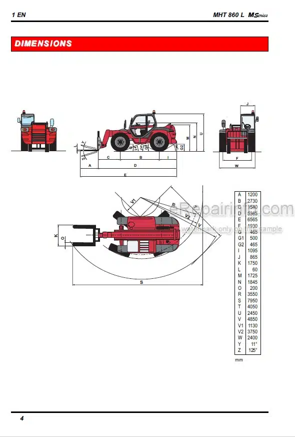 Photo 5 - Manitou MHT860L Serie M-E2 Repair Manual Telescopic Handler