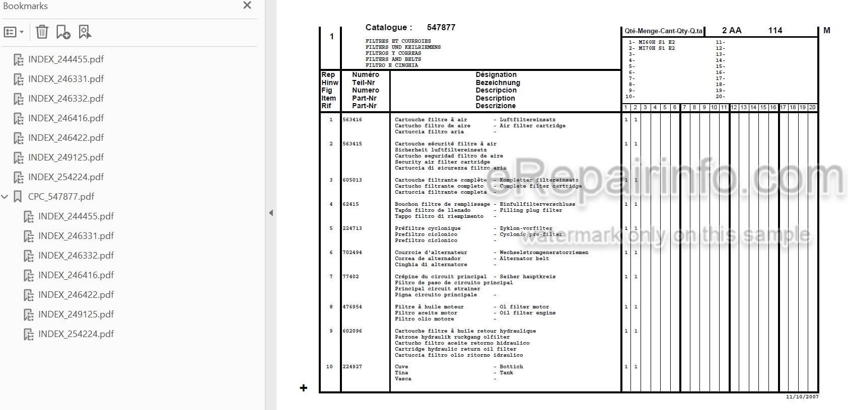 Photo 3 - Manitou MI60H MI70H Serie 1 E2 Parts Catalog Forklift