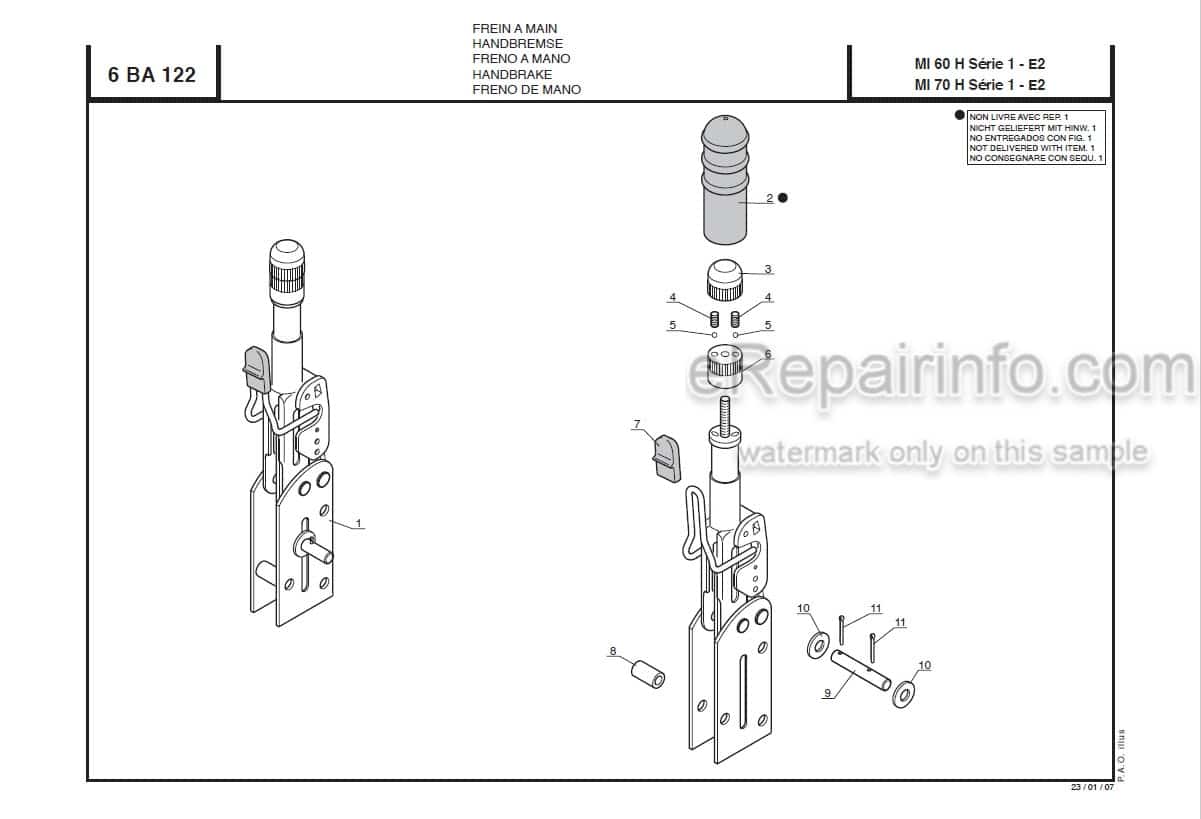 Photo 2 - Manitou MI60H MI70H Serie 1 E2 Parts Catalog Forklift