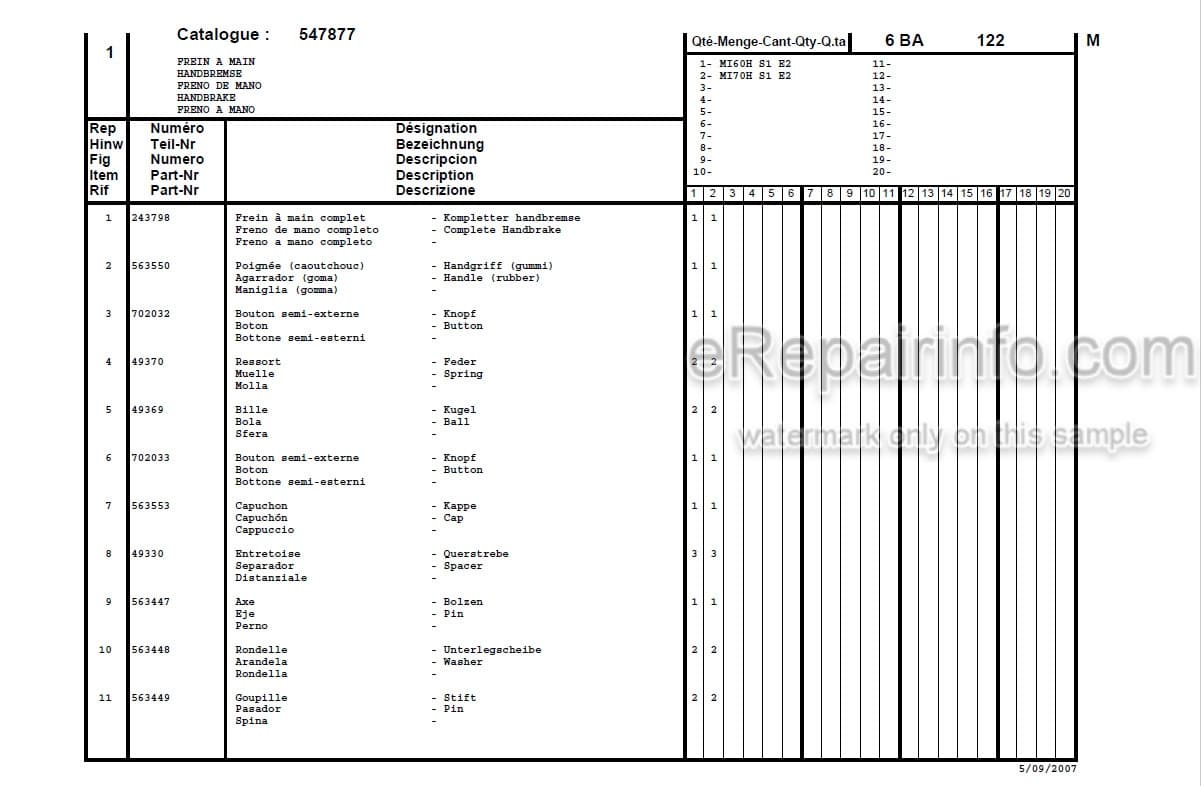Photo 5 - Manitou MI60H MI70H Serie 1 E2 Parts Catalog Forklift