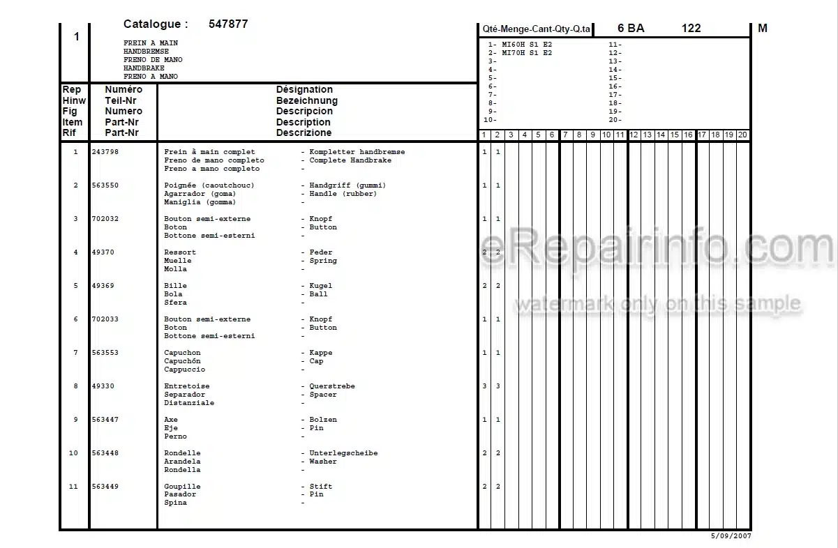 Photo 5 - Manitou MI60H MI70H Serie 1 E2 Parts Catalog Forklift