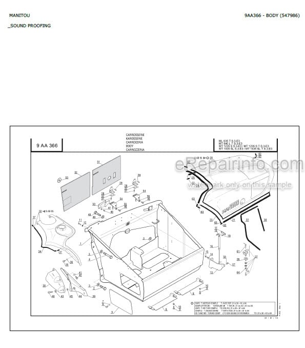 Photo 7 - Manitou ML635T MT940L MT1235S MT1435SL S3-E3 Parts Catalog Telescopic Handler