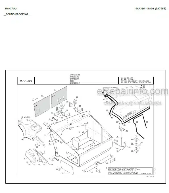 Photo 6 - Manitou ML635T MT940L MT1235S MT1240L MT1335SL MT1340SL MT1740SL T Ultra S3 E2 Parts Catalog Telescopic Handler