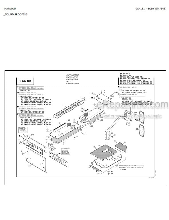 Photo 4 - Manitou ML635T MT940L MT1235S MT1240L MT1335SL MT1340SL MT1740SL T Ultra S3 E2 Parts Catalog Telescopic Handler