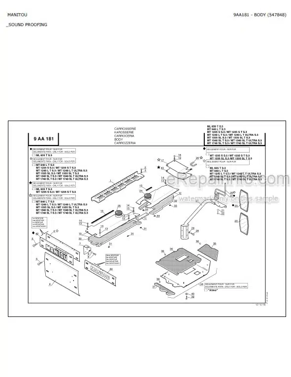 Photo 6 - Manitou MLT5 Mono Ultra Parts Catalog Telescopic Handler