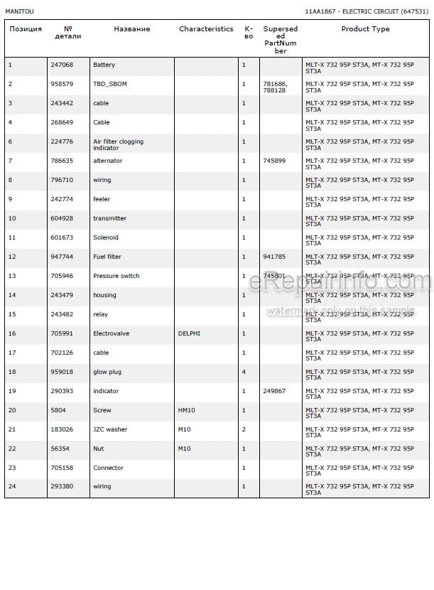 Photo 4 - Manitou MLT-X732 MT-X732 95P ST3A S1 Parts Catalog Telescopic Handler