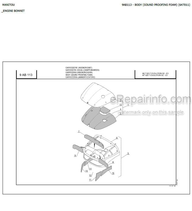 Photo 3 - Manitou MLT523T MT620T Evolution SC E3 Parts Catalog Telescopic Handler