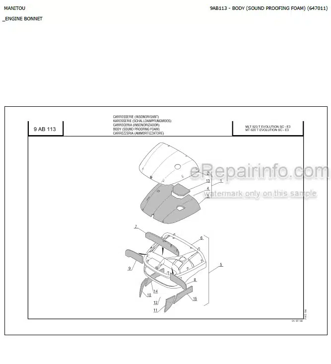 Photo 3 - Manitou MLT523T MT620T Evolution SC E3 Parts Catalog Telescopic Handler