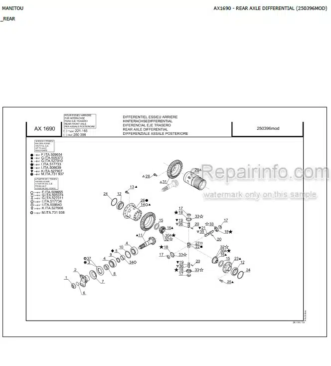 Photo 8 - Manitou MLT523 MT523 MT620 Turbo Mono Ultra SB E2 Parts Catalog Telescopic Handler