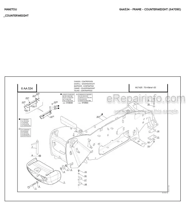 Photo 4 - Manitou MLT625-75H S1 E3 Turbo Comfort S2 E3 Parts Catalog Telescopic Handler