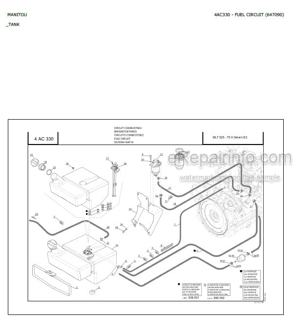 Photo 3 - Manitou MLT625-75H S1 E3 Turbo Comfort S2 E3 Parts Catalog Telescopic Handler