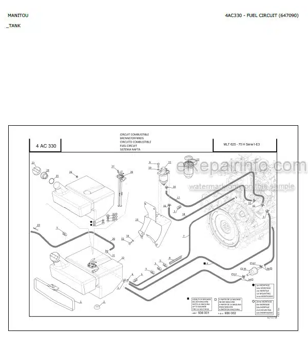 Photo 3 - Manitou MLT625-75H S1 E3 Turbo Comfort S2 E3 Parts Catalog Telescopic Handler