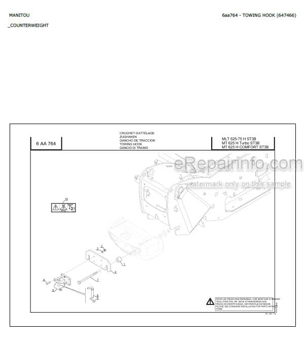 Photo 4 - Manitou MLT625-75H ST3B Parts Catalog Telescopic Handler