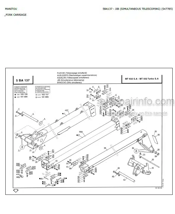 Photo 4 - Manitou MLT629 MLT730 MLT633LS MLT730LS MLT629-120LS MLT633-120LS MLT730-120LS MT732 MT932 SA Parts Catalog Telescopic Handler