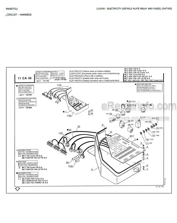 Photo 3 - Manitou MLT629 MLT730 MLT633LS MLT730LS MLT629-120LS MLT633-120LS MLT730-120LS MT732 MT932 SA Parts Catalog Telescopic Handler