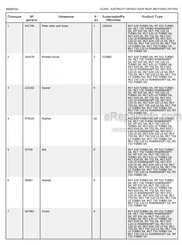 Photo 5 - Manitou MLT629 MLT730 MLT633LS MLT730LS MLT629-120LS MLT633-120LS MLT730-120LS MT732 MT932 SA Parts Catalog Telescopic Handler