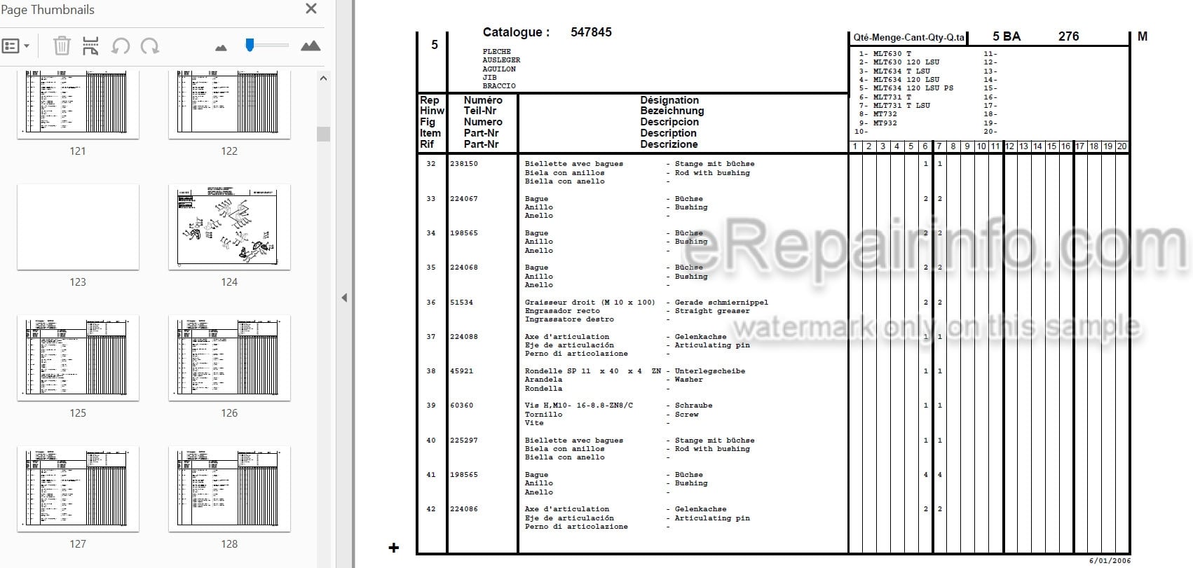 Photo 3 - Manitou MLT630 MLT630-120LSU MLT634 MLT634-120 MLT731 MT732 MT932 Serie B-E2 Parts Catalog Telescopic Handler