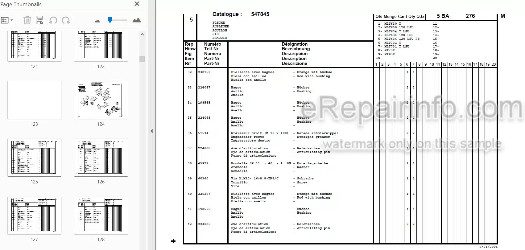 Photo 3 - Manitou MLT630 MLT630-120LSU MLT634 MLT634-120 MLT731 MT732 MT932 Serie B-E2 Parts Catalog Telescopic Handler
